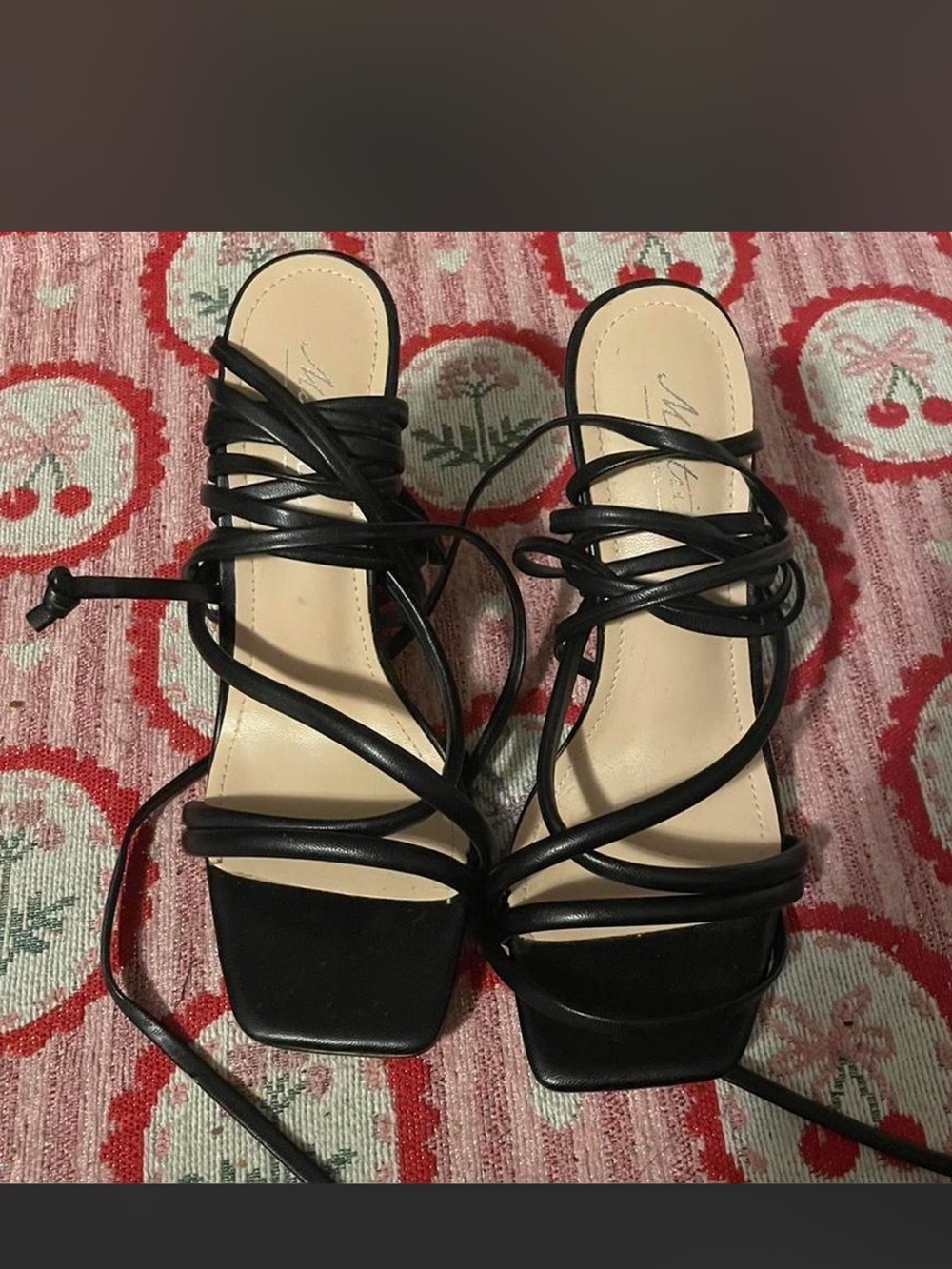 Black Strappy Lace-Up Women’s Sandals